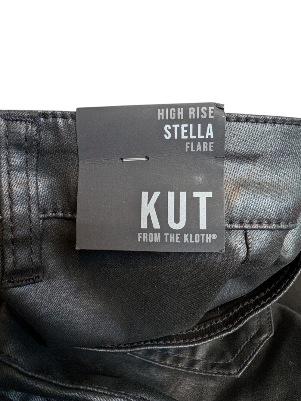 NWT KUT From The Kloth Stella High Rise Faux Leather Flare Pants Black Size 12 - Picture 7 of 9